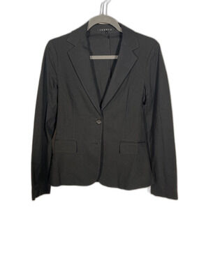 THEORY WOMENS BLACK BLAZER SUIT JACKET COTTON MEDIUM